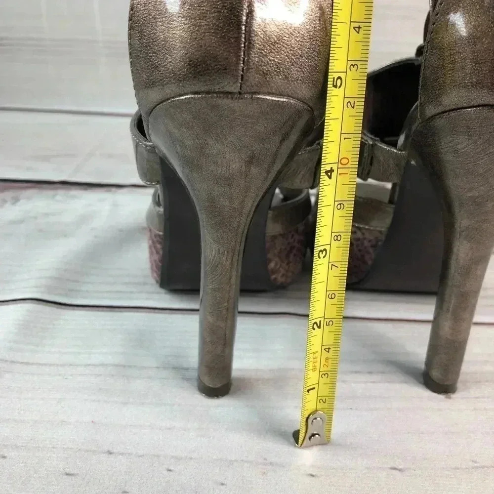 Delicious‎ Brass Metallic Heels Opn Toe Ankle Strap - Picture 7 of 8